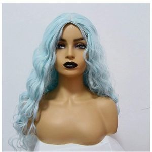 Blue Green Curly Wigs